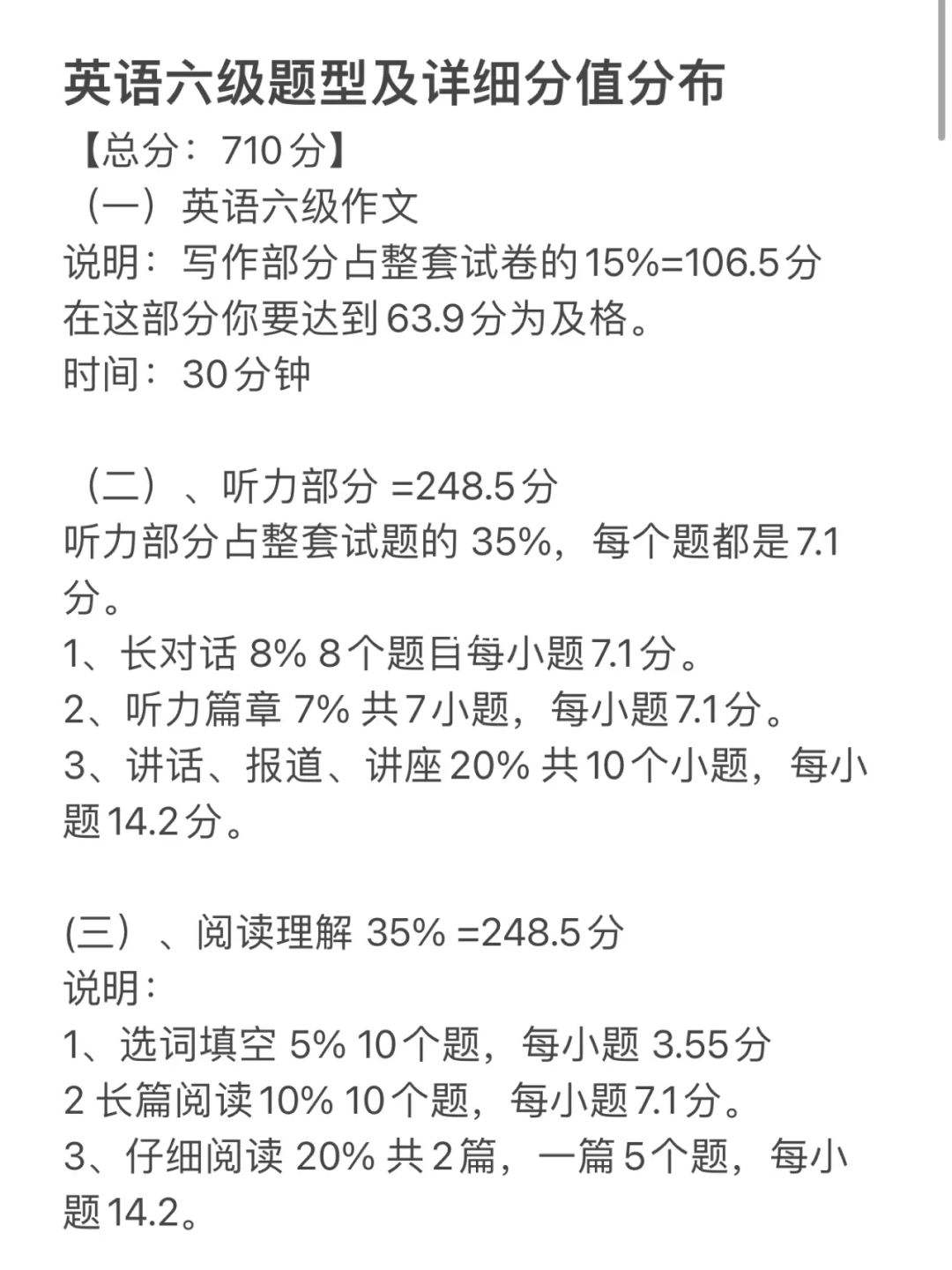 英语六级听力的分数_英语六级听力分值