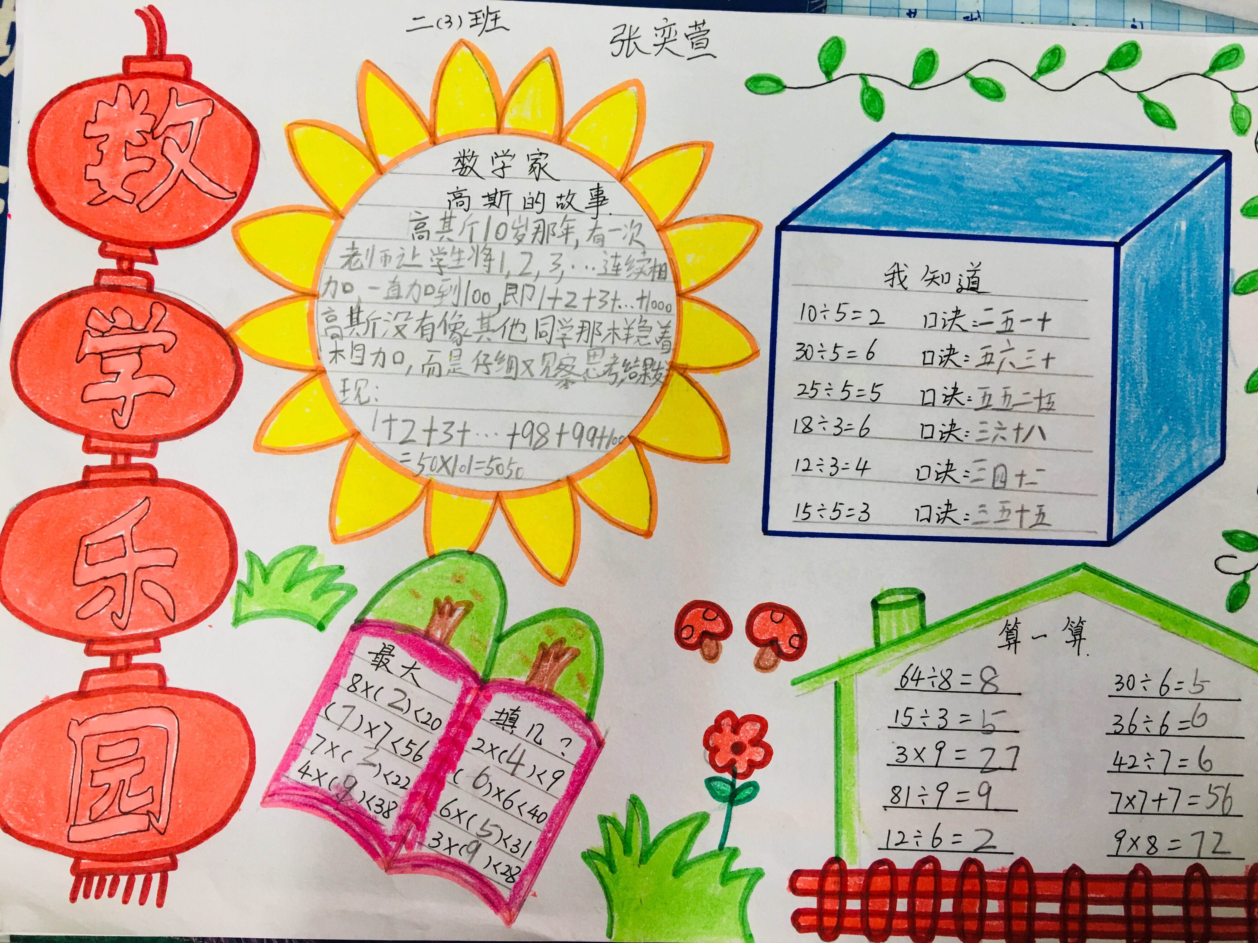 数学手抄报二年级_生活中的数学手抄报二年级